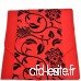 Chemin de table  nappe  motif de fleurs noires  design rétro avec pompon  nappe  décoration de salle à manger  table de table  rouge - B07MZN44ZT